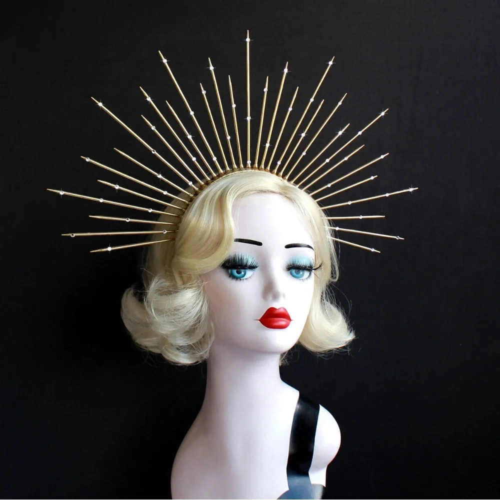 Gold Halo Crown Headpiece - Picture 5 of 6